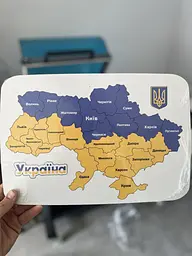 Дитячий дерев’яний пазл Карта України кольоровий 35 x 23 см - мініатюра 2