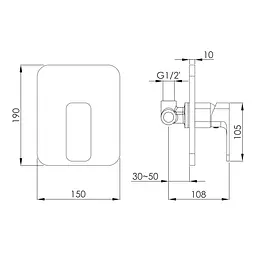 Змішувач прихованого монтажу без перемикача Imprese Bilovec black matt f04600910SA, Чорний матовий - мініатюра 2