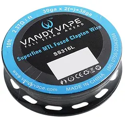 Котушка спіралі Vandyvape Superfine MTL Fused Clapton SS316L Wire Coil 3.05 м 30gA*2 38GA - 2.37 Ом (10420)
