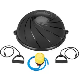 Балансувальна півсфера Gymtek Flex Core Half Ball 58см з еспандерами + насос чорний