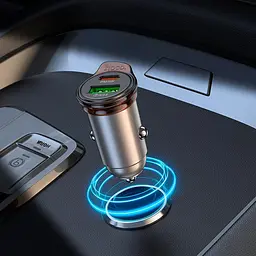 Адаптер автомобільний Hoco Rigorous dual port Car charger NZ16A (Type-C to Type-C set) |1USB/1Type-C, 43W/3A, PD25W/QC| - мініатюра 2