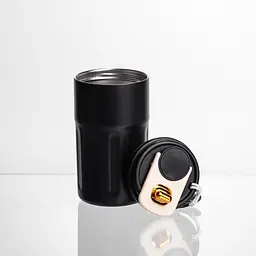 Термочашка Coffee 400 мл з ремінцем та датчиком температури, чорний Yiwu HP-GM-3 - мініатюра 5
