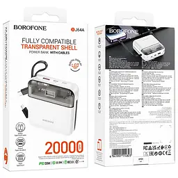 Портативний ЗП Power Bank Borofone BJ64A Distinct 22.5W+PD20W with cable 20000 mAh White - мініатюра 5