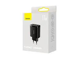 Зарядний пристрій BASEUS Compact 3U 17 W чорний (CCXJ020101) - мініатюра 6