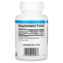 Вітамін D Vitamin D3 2,000 IU 120 Softgels Natural Factors vit0006395 - мініатюра 2