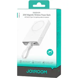 Універсальна мобільна батарея Joyroom Magnetic Wireless 10000mAh JR-PBM01 20W QC USB-C In/Out White (6941237112545)