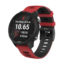 Ремінець для Garmin Forerunner 55 Forerunner 245 Forerunner 645 - чорно-червоний ширина кріплення 20мм силікон Watchbands Rage (W37-9WB89324409) - мініатюра 2