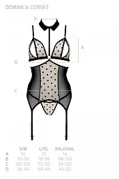 Корсет з відкритими грудьми Passion DOMINICA CORSet XXL/XXXL black пажі для панчіх стрінги - мініатюра 7