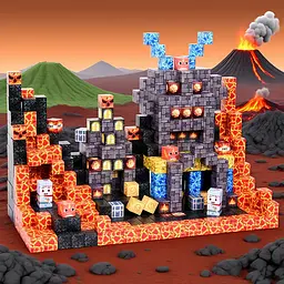 Магнітний конструктор Minecraft 160 шт по грі Майнкрафт Нижній світ та лава Mk001021 - мініатюра 6