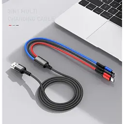 Кабель для заряджання телефонів AWEI CL 971 3 в 1 USB to Type-C+Lightning+MicroUSB 2,4A