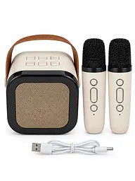 Караоке-колонка Bluetooth с 2 микрофонами, RGB-подсветкой, 10 Вт бежева (49676425)