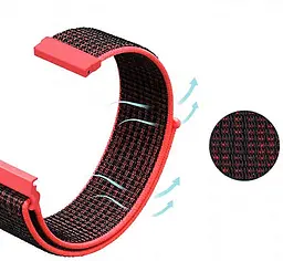 Ремінець BeWatch для Xiaomi Amazfit BIP/Lite/GTS/GTR 42мм нейлоновий 20 мм липучка Кораловий (1011339) - мініатюра 2