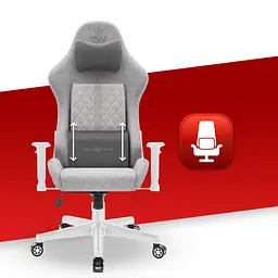 Комп'ютерне крісло Hell's Chair HC-1006 Grey-White тканина - мініатюра 4