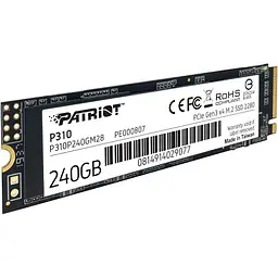 SSD диск Patriot P310 240G NVMe PCIe Gen3x4 M.2 2280 - мініатюра 2