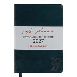 Діловий блокнот Leo Planner інтегральний А5 датований 2027 Case 252745 368 аркушів темно-смарагдовий