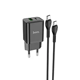 Адаптер сетевой HOCO Type-C to Type-C Cable founder charger set N28 1USB/1Type-C, 20W/3A, PD/QC