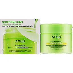 Педи для обличчя Anua Azelaic 10 Hyaluron Redness Soothing Pad заспокійливі 90 шт. 230 мл