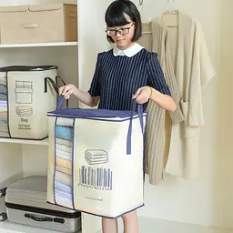 Органайзер – мішок для зберігання Classic Clothes Storage · Складаний кошик для білизни та одягу з кришкою та ручками - мініатюра 3