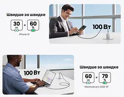 Кабель UGREEN US334 USB-C - USB-C кутовий 90° PD 100 Вт 1 м темно-сірий (70643) - мініатюра 10