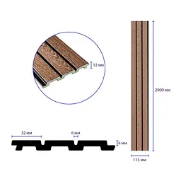 Декоративна PS рейка 122x2900x12мм (D) SW-00001739 - мініатюра 2