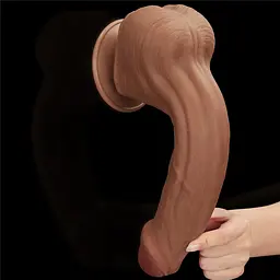 Фалоімітатор LoveToy Sliding-Skin Dual Layer Dong 29 см коричневий - мініатюра 9