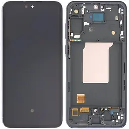 Дисплей Samsung A556 Galaxy A55 чорний, OLED, з рамкою синього кольору, Navy