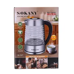 Електрочайник скляний Sokany SK-1027 безшумний 2,2 л з підсвіткою Sokany SK1027CST - мініатюра 8