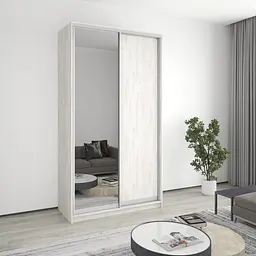 Шафа-купе дводверна MebelStar Стандарт AL ДСП/Дзеркало 130x45x240 см Аляска сірий (MBS-3711)