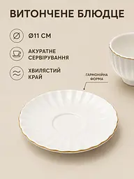 Порцеляновий кавовий набір на 6 персон, 12 предметів, чашки 100 мл із блюдцями 11 см (49676282) - мініатюра 6