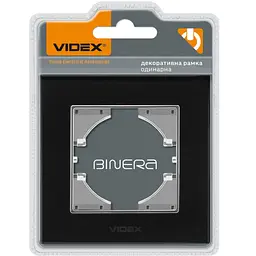 Рамка одинарна горизонтальна Videx Binera скло 86х86х6.5 мм чорна (VF-BNFRG1H-B)