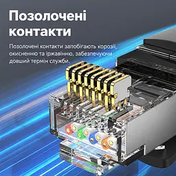 Кабель Ethernet Cat8 Vention 1 м патч-корд зі штекерами RJ45 на обох кінцях смуга пропускання 2000 МГц і швидкість передавання до 40 Гбіт/с фактична швидкість з’єднання залежить від можливостей портів обох пристроїв у комплекті 2 прозорі пилозахисні ковпачки RJ45 екранування фольгою та металевим обплетенням чорний (IKKBF) - мініатюра 15