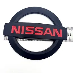 Емблема решітки задня для Nissan матова Чорна 105х90 мм Пластик на скотчі (Завод) - мініатюра 4