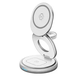 Зарядний пристрій 3 IN1 W27 MAGSAFE (iPhone, iWatch, AirPods) 0RIGINAL сріблястий