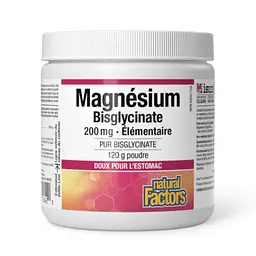 Магній 200 мг Natural Factors (Bisglycinate) - 120 г, без смаку, для м’язів і нервової системи