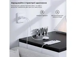 Мережевий зарядний пристрій Choetech PD5012 30 W GAN White (PD5012-EU-WH) - мініатюра 4