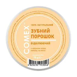 Зубний порошок Comex Натуральний Відбілювальний З ефірною олією лимона та м'яти 70 г (4820230953046)