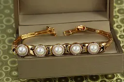 Браслет Xuping Jewelry П"ять перлин 17 см 9 мм золотистий