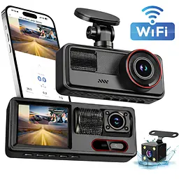 Відеореєстратор на 3 камери і з Wi-Fi - Vehicle BlackBOX (спереду + позаду + салон) з нічною зйомкою FullHD - мініатюра 2