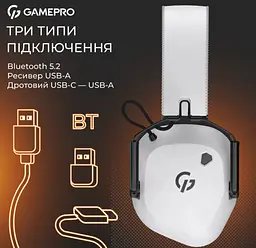Ігрові навушники GamePro HSW-120-W Wireless Mercury Genesis Pro White - мініатюра 4