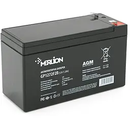 Акумуляторна батарея MERLION AGM GP1272F2B 12 V 7,2 Ah ( 150 x 65 x 95 (100) ) Black Q10