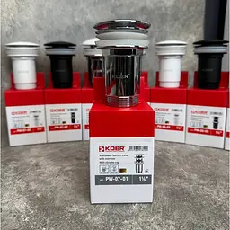 Донний клапан для раковини Koer PW-07-01 з переливом автоматичний Click-Clack 1 1/4″ Хром KR5782 - мініатюра 7