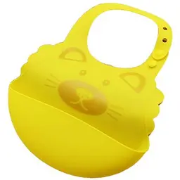 Силіконовий слинявчик з кишенею Kiddy Жовтий Котик 02676