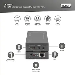 Набір подовжувачів Digitus HDMI, HDBaseT, UHD 4Kx2K@30Гц, (Cat 5E, 6, 7), 70м - мініатюра 3