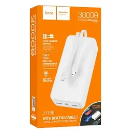 Портативна батарея Power Bank Hoco J118B Speed Energy with cable 30000mAh White - мініатюра 4