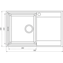 Гранітна мийка Globus Lux Komo графiт 790x500мм-А0001 000006137, Графит - мініатюра 5