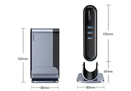 Хаб-концентратор Baseus Working Station для Macbook 16в1 RJ45 Usb, VGA - мініатюра 3