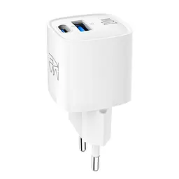 Зарядний пристрій мережевий MAKE 20W GaN3 Mini Type-C PD3.0 + USB QC3.0 White - мініатюра 7