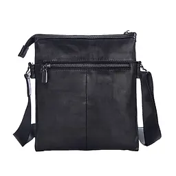 Сумка чоловіча шкіряна чорна Tiding Bag 80261A через плече пласка - мініатюра 3