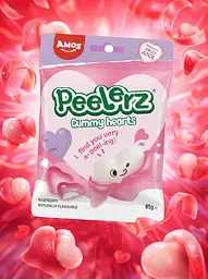 Жувальні цукерки Amos Peelerz Valentine Gummy Hearts 65г - мініатюра 2