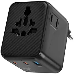 Мережеві універсальні перехідники UA011 Warrior GaN 25W + 1USB-A/2C Black Wiwu teh0030544 - мініатюра 1